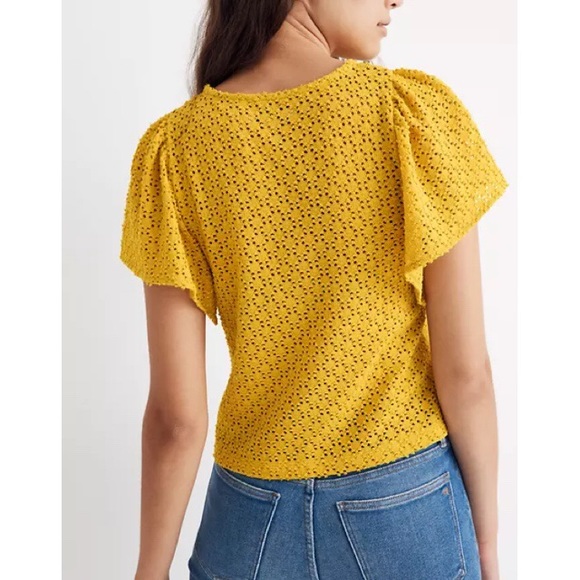 Madewell Texture & Thread Eyelet Flutter Sleeve Top - Picture 4 of 9